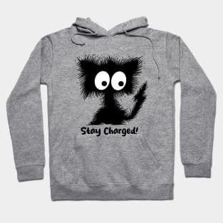 A Hand Drawn Electrocuted Black Cat Hoodie